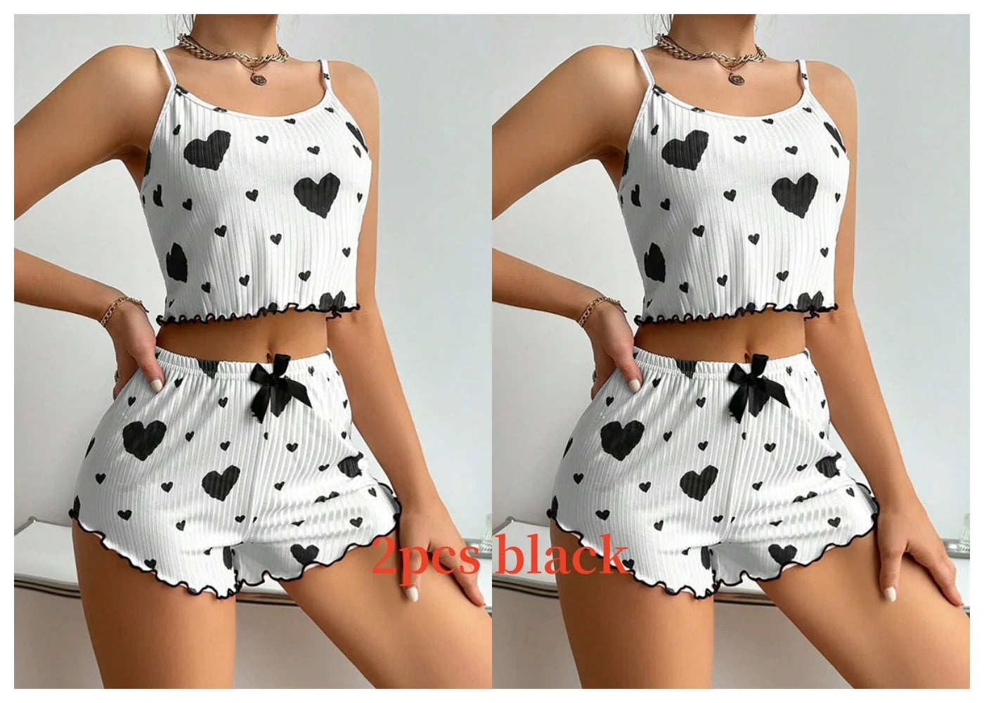 Conjunto de pijamas femininos pijamas 2 peças regata curta e shorts s m l branco ventilar macio casual amor impressão