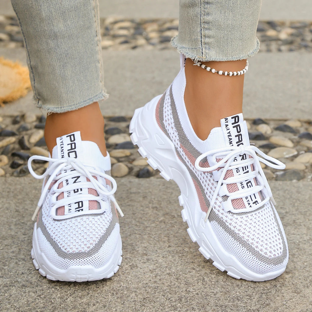Calçados Femininos - Tênis Casuais Esportivos Verão 2026, Respiráveis e Leves, Sapatos de Trabalho Modernos em Duas Cores ou Uma Cor