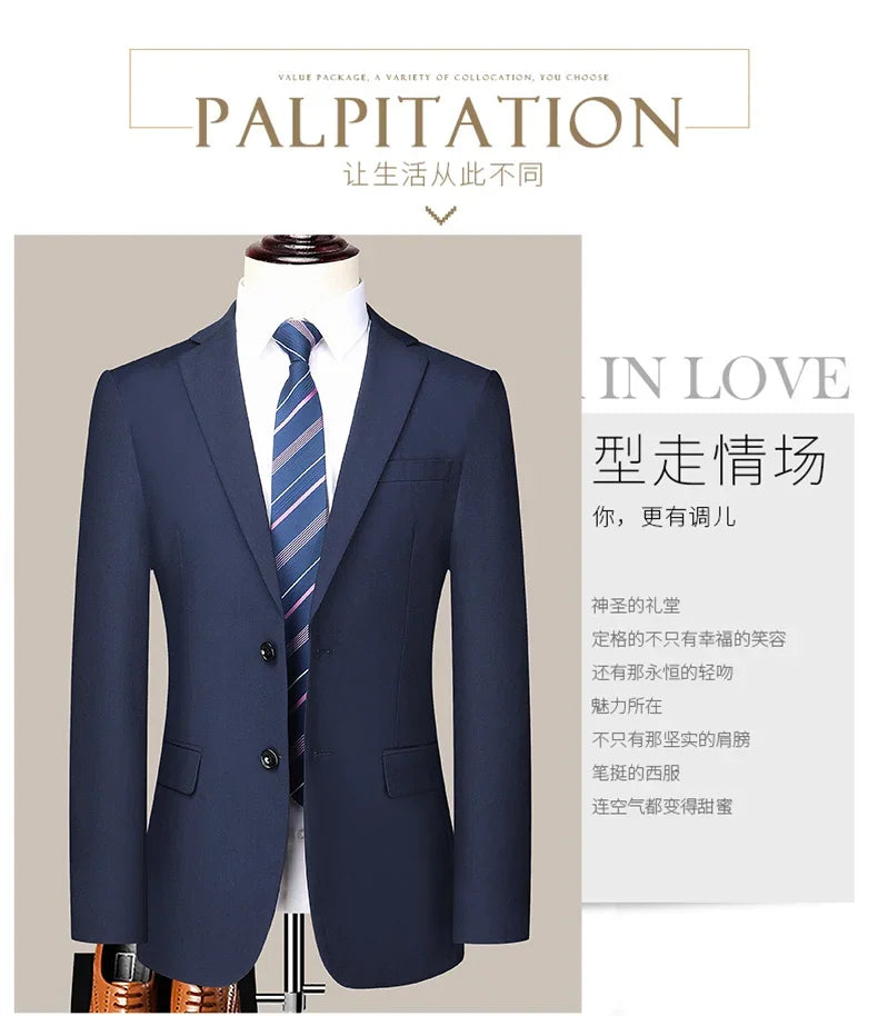2024 masculino fino-ajuste de dois botões terno de negócios profissional trabalho formal conjunto de duas peças calças incluídas S-6XL