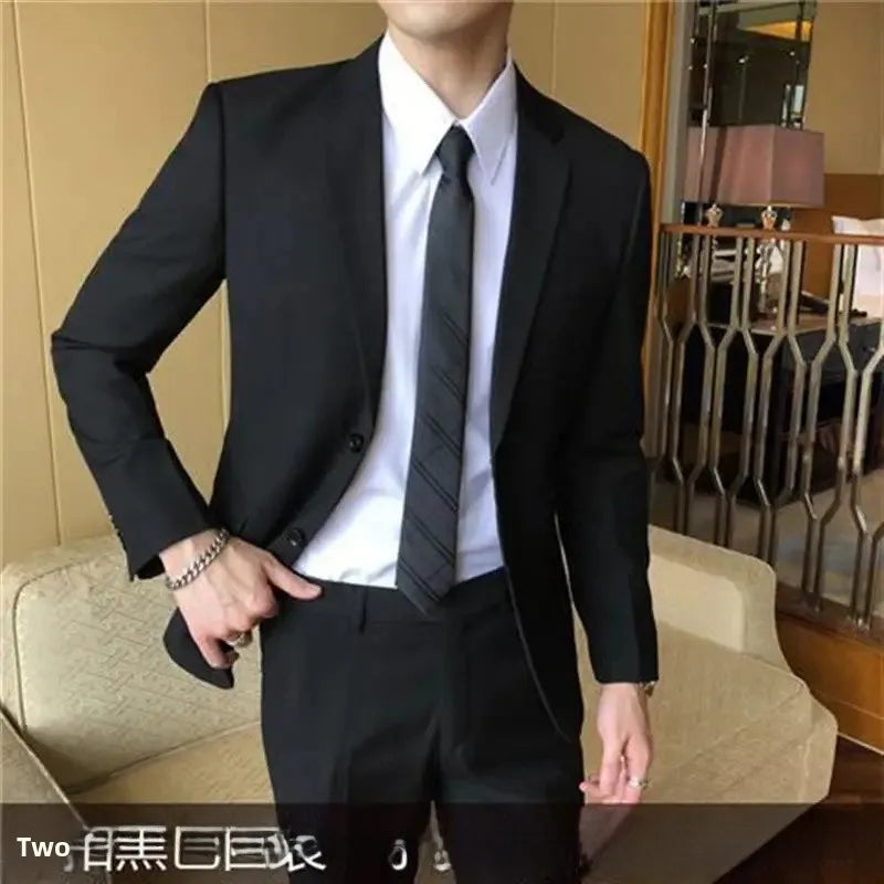 Conjunto de terno de casamento casual para homens profissional melhor homem estilo coreano novo noivo negócios formal jaqueta fino ajuste primavera terno