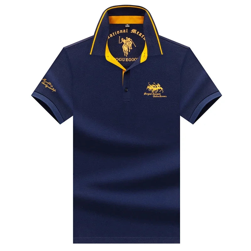 Camisa polo masculina bordada casual moda manga curta verão top confortável