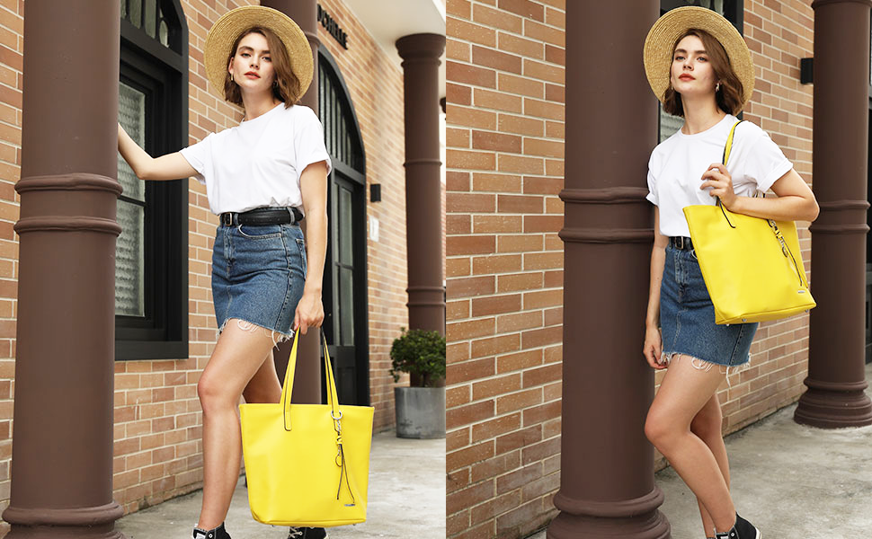 Bolsa feminina senhoras shopper grande sacola de couro do plutônio bolsa de ombro com compartimento grande para escritório escola compras